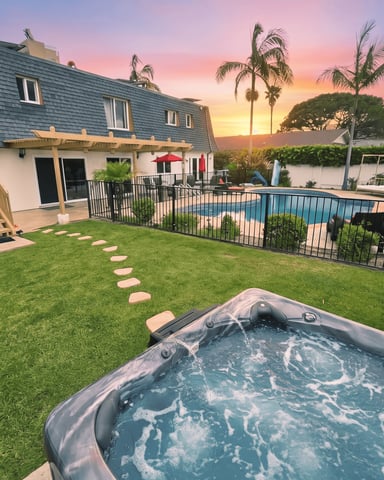Pools, hot tubs and sunsets